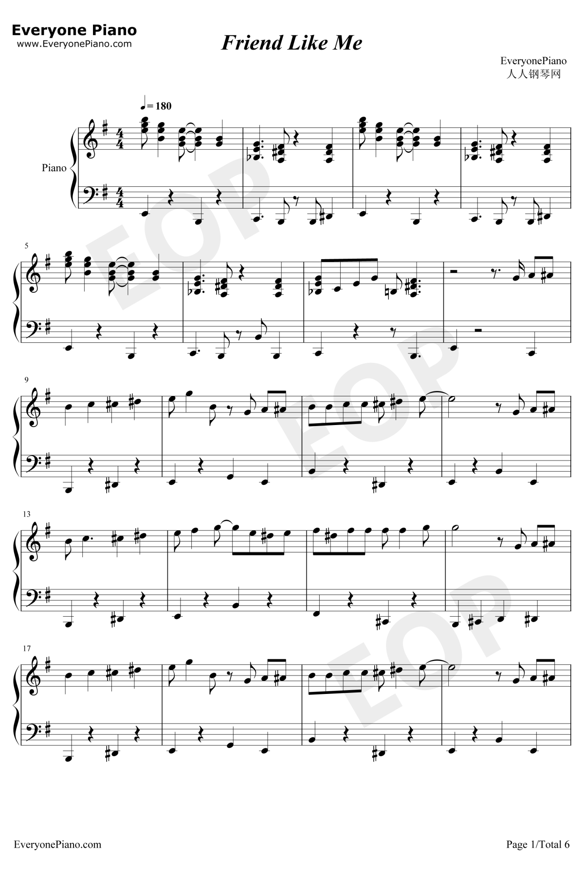 Friend Like Me钢琴谱-WillSmith-阿拉丁OST1