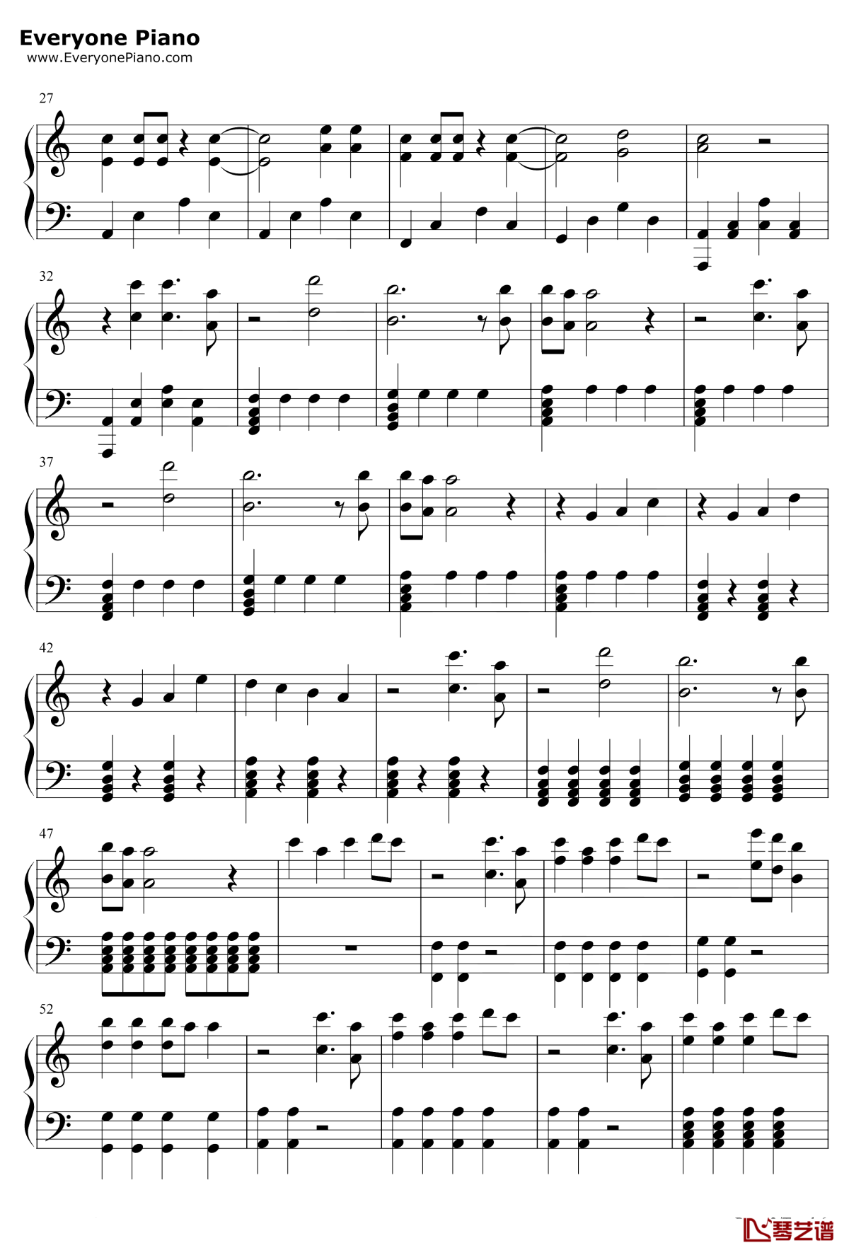 Back to Beautiful钢琴谱-SofiaCarsonAlanWalker2