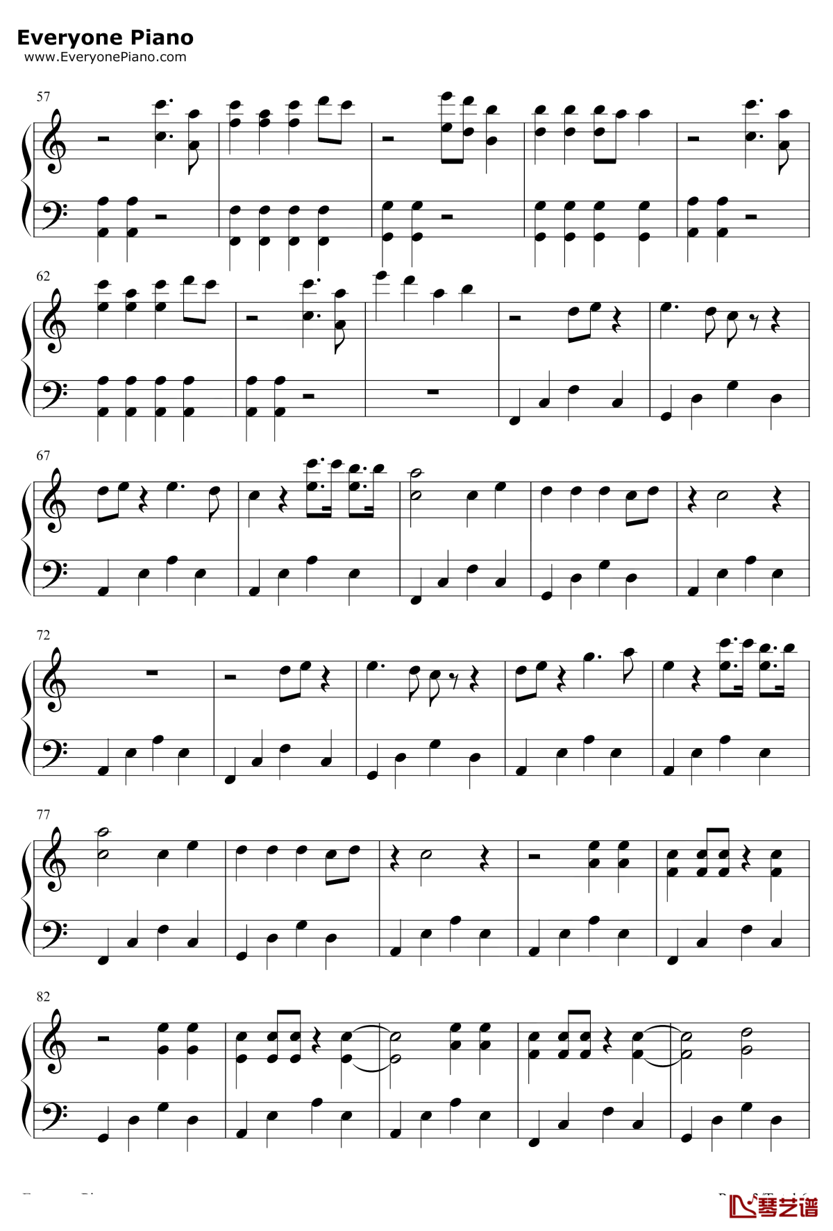 Back to Beautiful钢琴谱-SofiaCarsonAlanWalker3