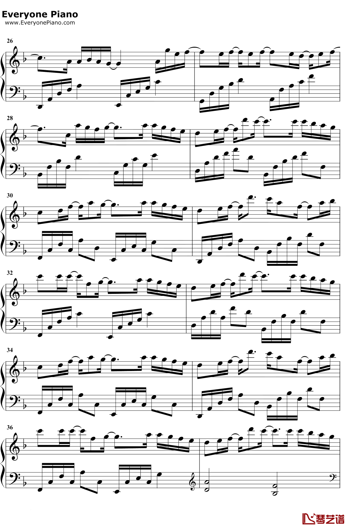 既视感钢琴谱 冯提莫3