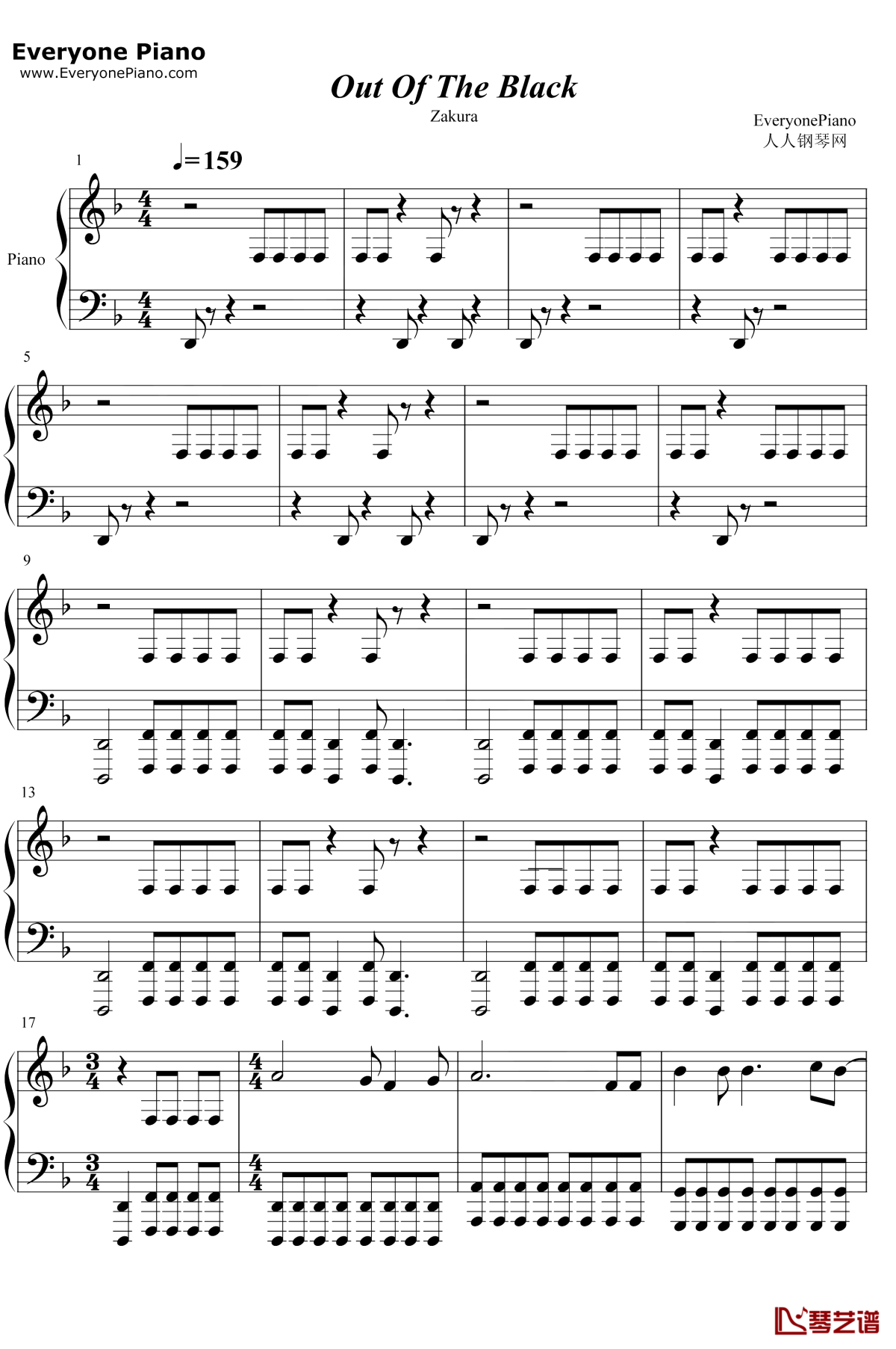 Out of the Black钢琴谱-RoyalBlood-我是谁没有绝对安全的系统OST1
