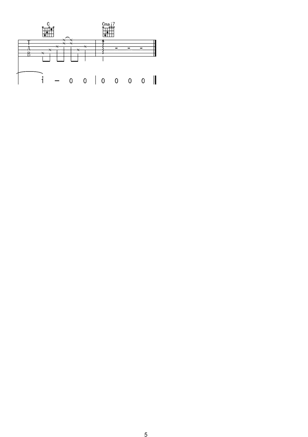 王靖雯《爱，存在》吉他谱=C调1