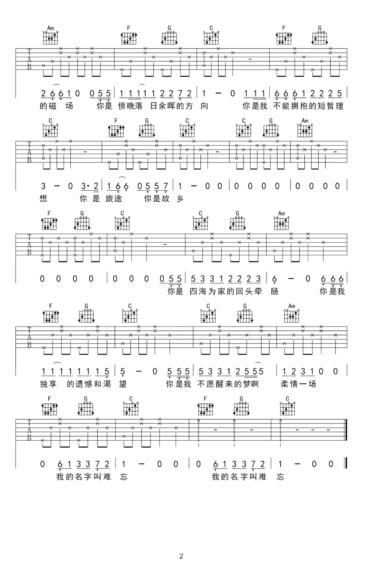 留声玩具《十二》吉他谱-C调1