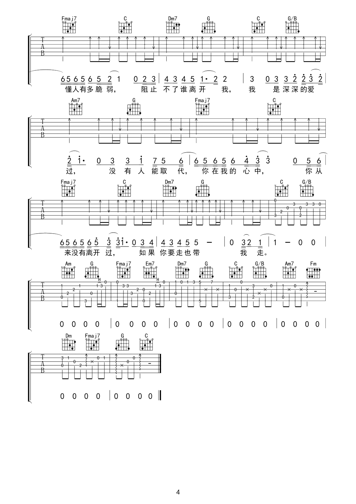 周兴哲《如果雨之后》吉他谱-C调1
