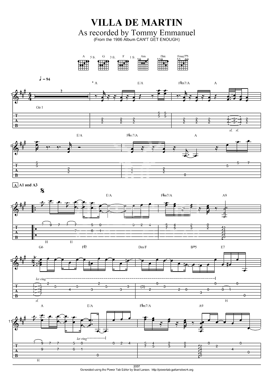 VILLA DE MARTIN指弹吉他谱-Tommy Emmanuel1