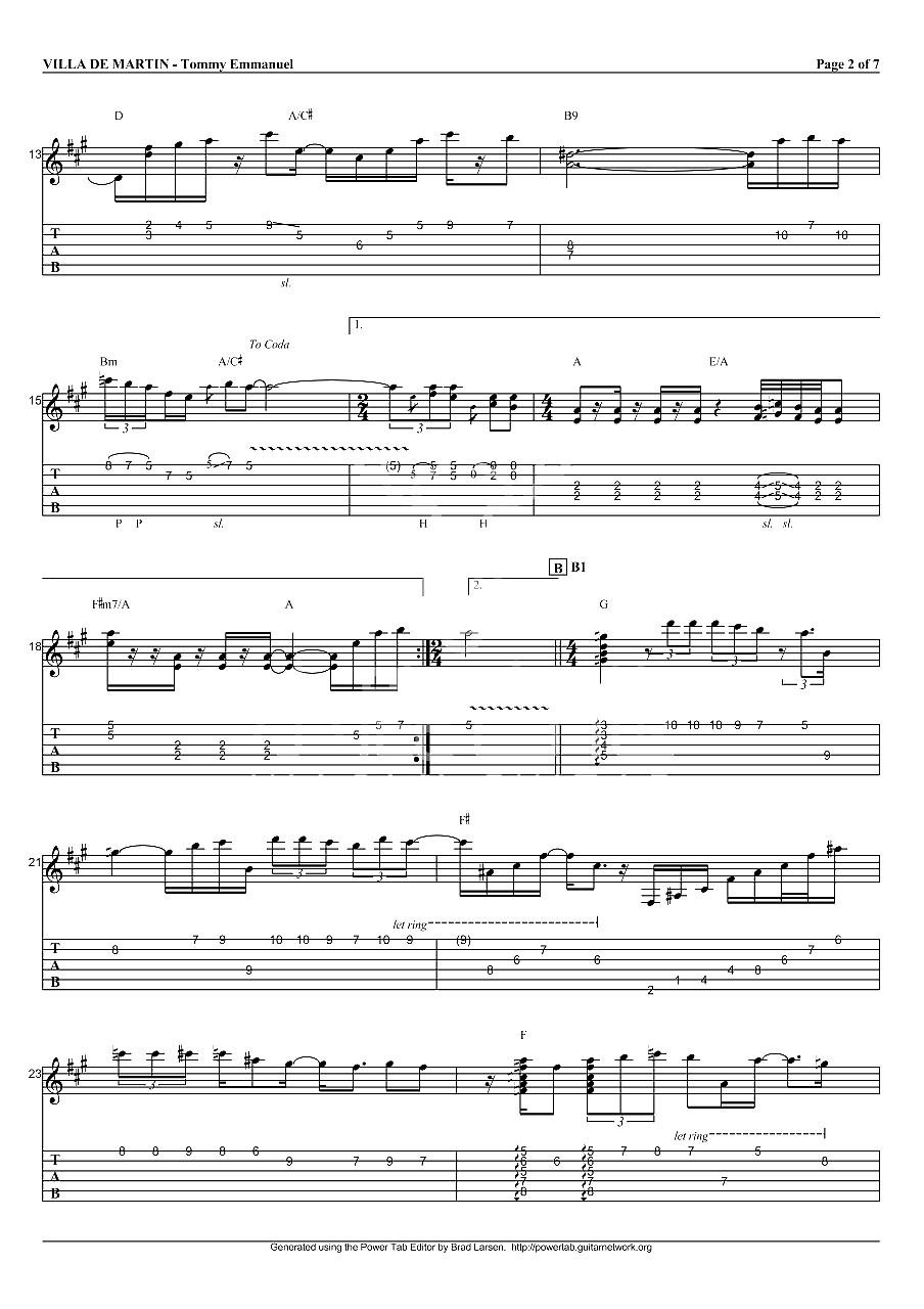 VILLA DE MARTIN指弹吉他谱-Tommy Emmanuel2