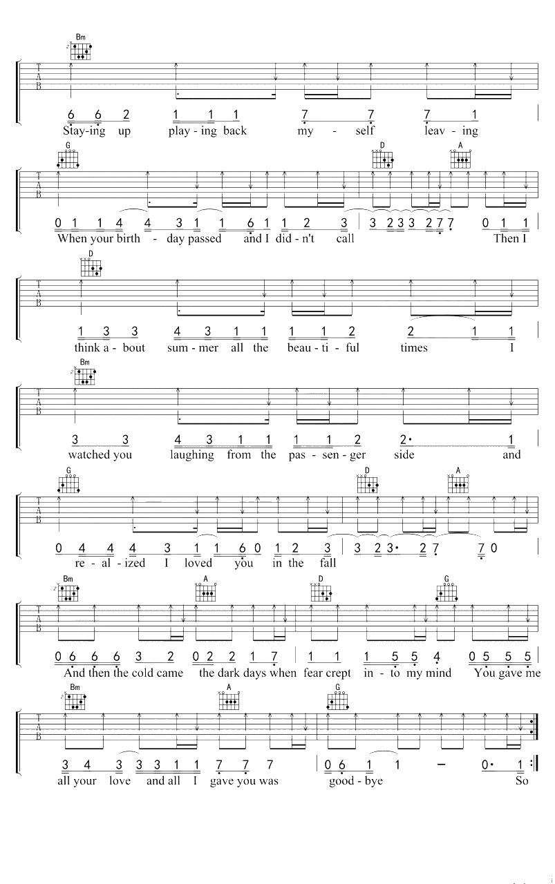 Back To December吉他谱-D调-Taylor Swift3