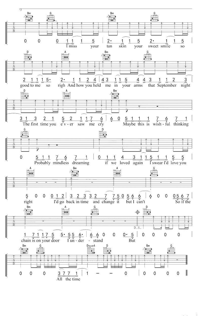 Back To December吉他谱-D调-Taylor Swift4
