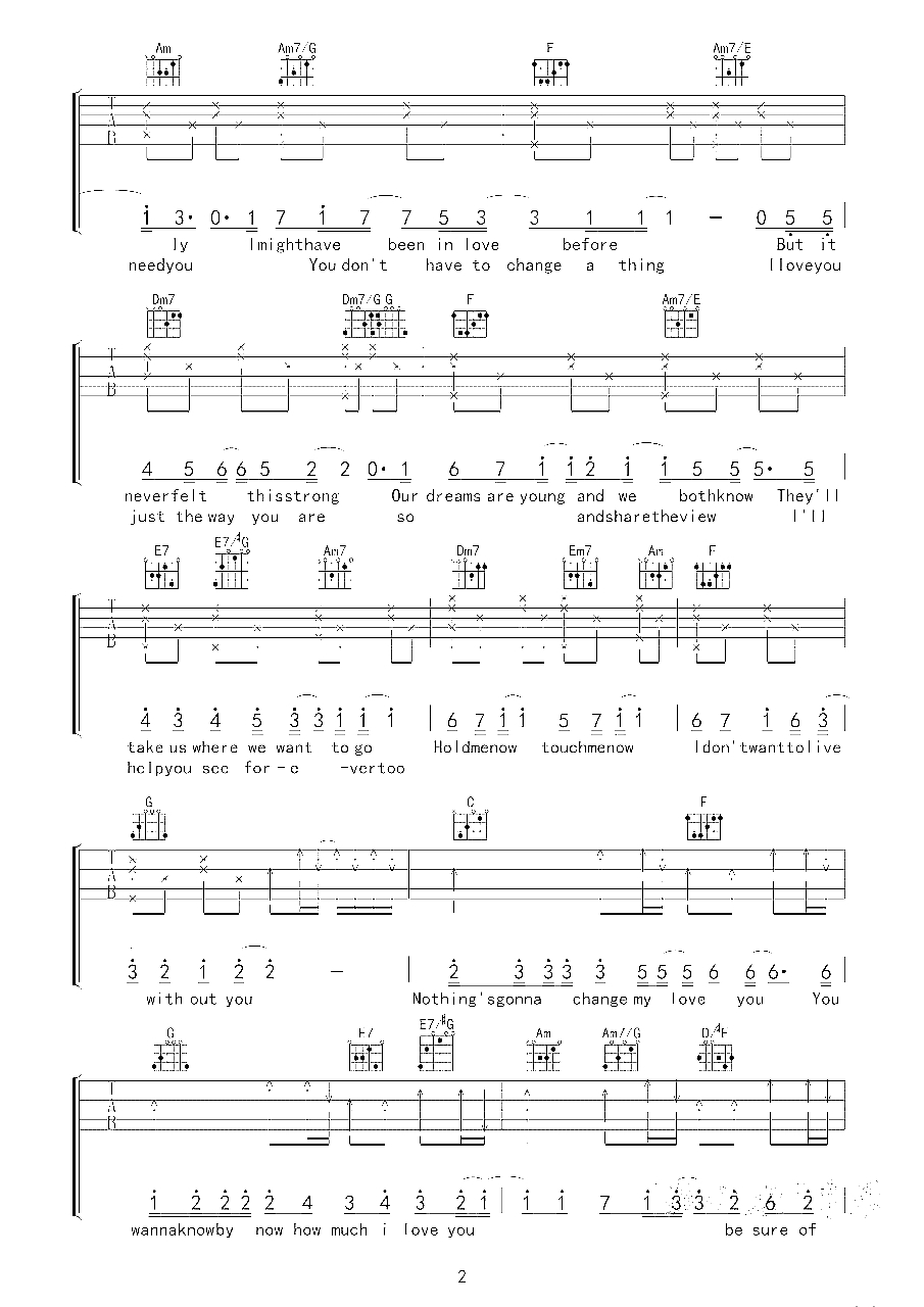 nothings gonna change my love for you吉他谱-C调-方大同2