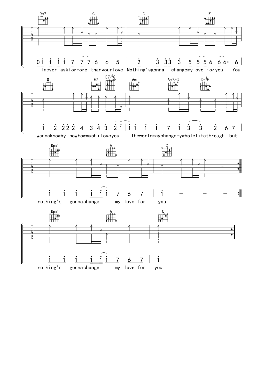 nothings gonna change my love for you吉他谱-C调-方大同3