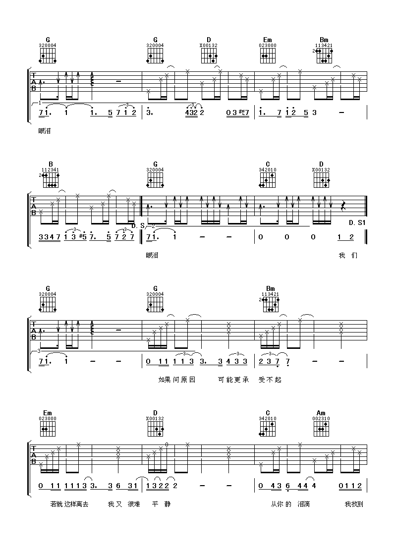 回来吉他谱-G调六线谱-张信哲3