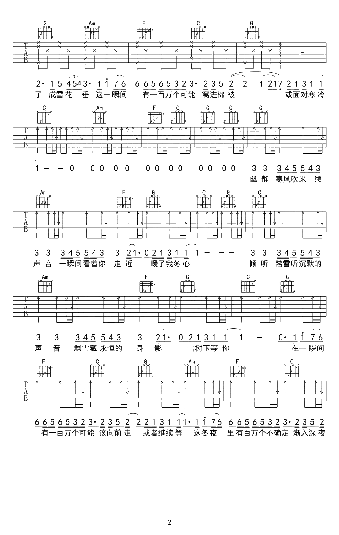 一百万个可能吉他谱-Christine Welch-抖音热歌2