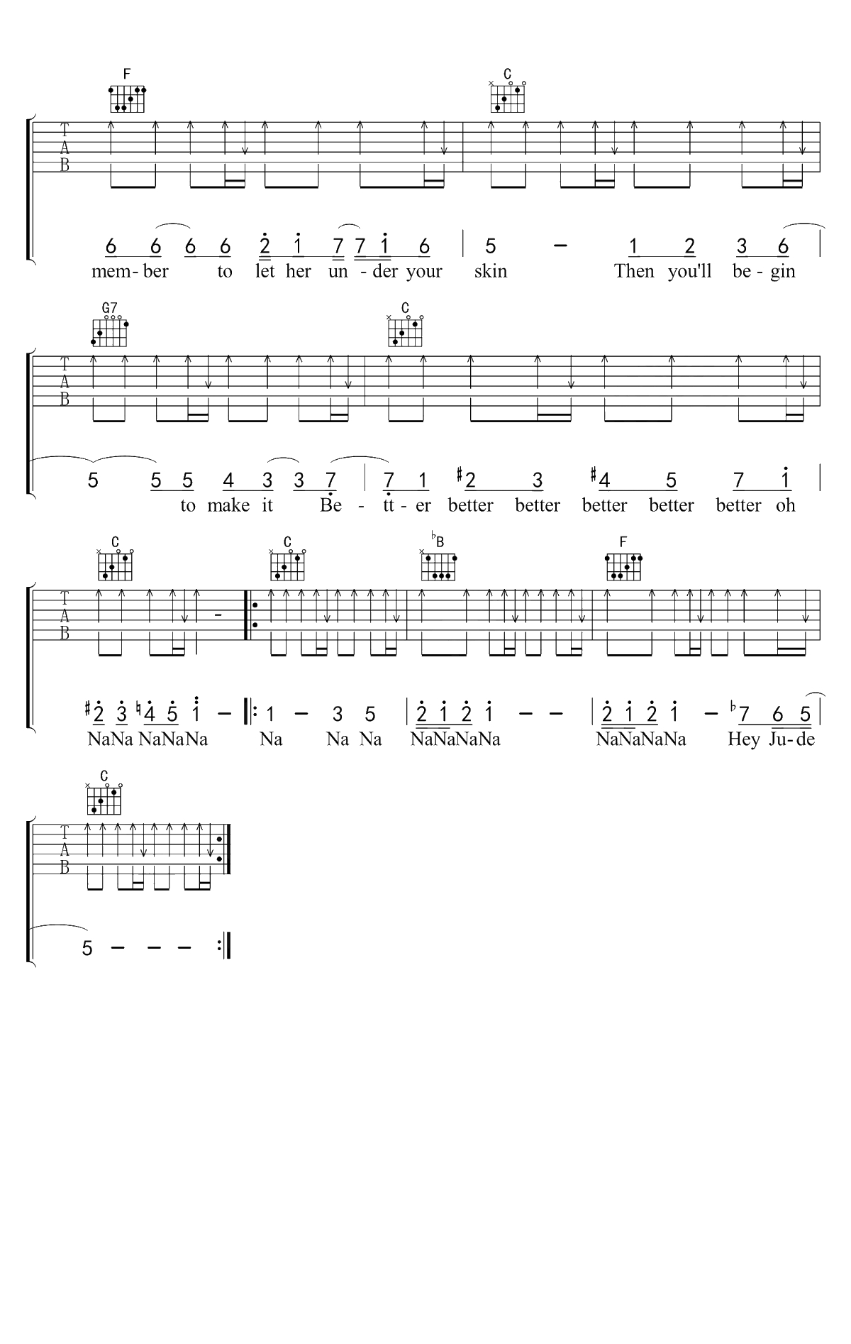 Hey Jude吉他谱-披头士乐队 The Beatles-不要消极沮丧，一首悲伤的歌，也可以愈唱愈好3