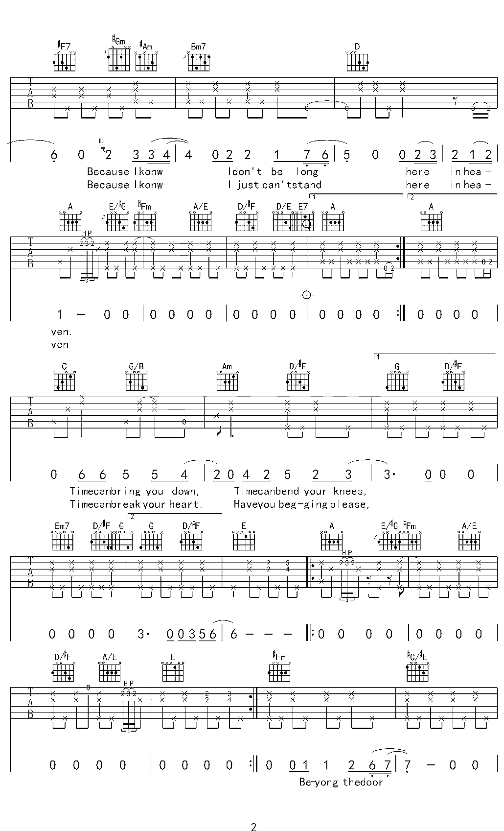 Eric Clapton《Tears In Heaven》原版吉他谱星辰音乐编配2