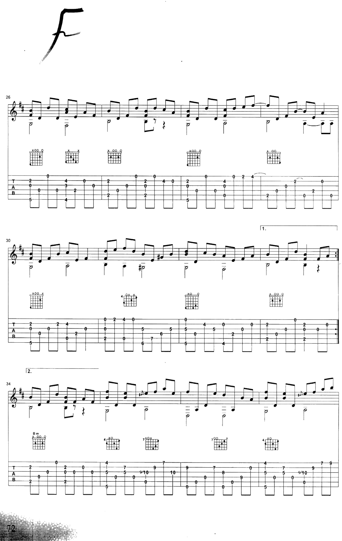 奇迹的山指弹谱 岸部真明 吉他独奏谱3