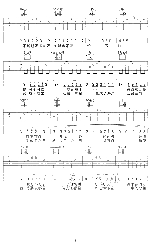 皆可吉他谱 田馥甄 第七城市曲谱2