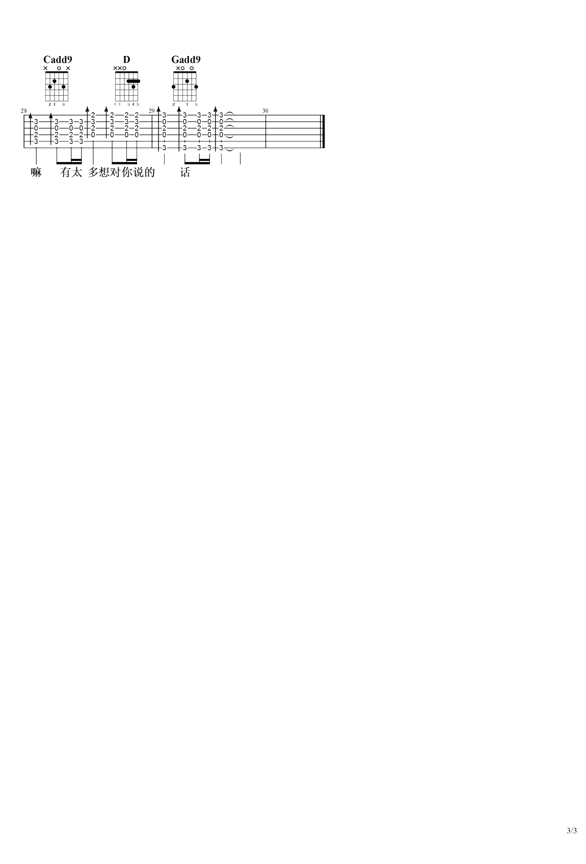 后来遇见他吉他谱  胡66 男生版第七城市曲谱3