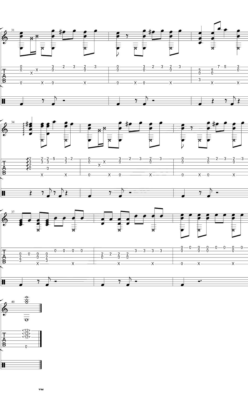 黑人抬棺指弹谱 抖音神曲BGM 原版吉他独奏谱4