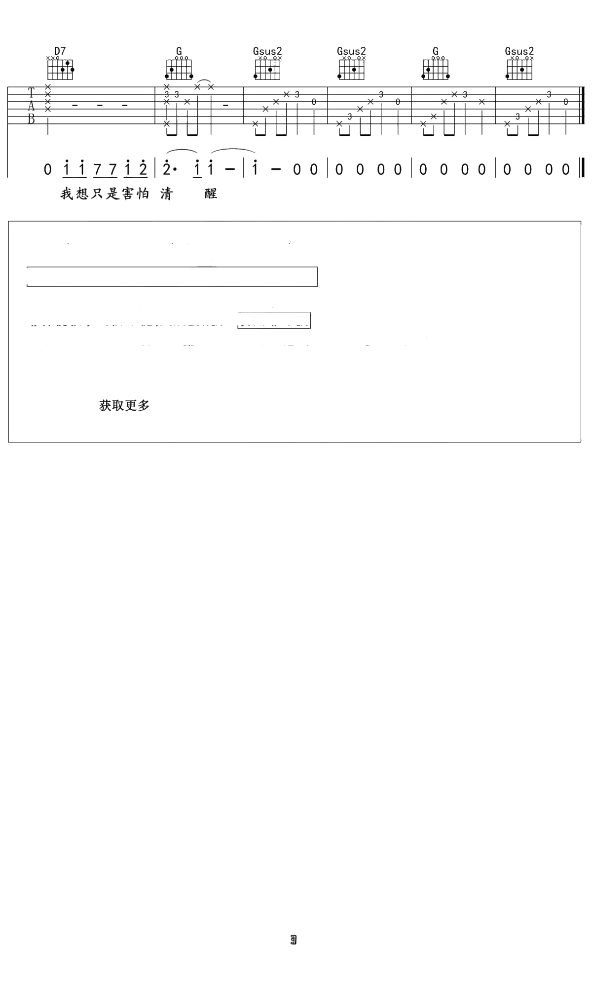 她说吉他谱 林俊杰 G调男生版 简单弹唱谱3