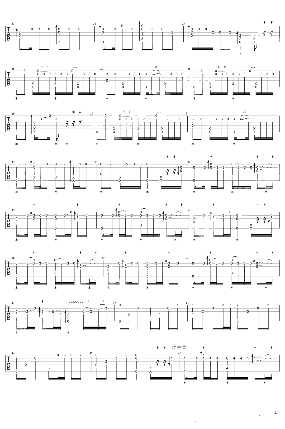 下山指弹吉他谱 要不要买菜 吉他独奏谱2