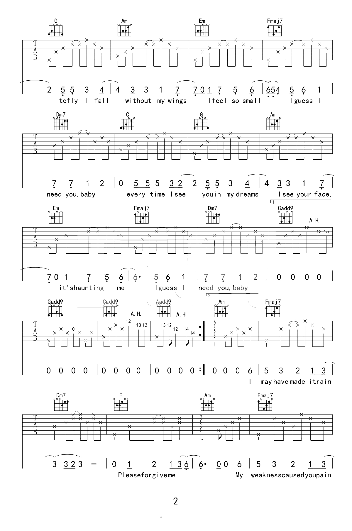 Every time吉他谱-布兰妮Britney-吉他弹唱2