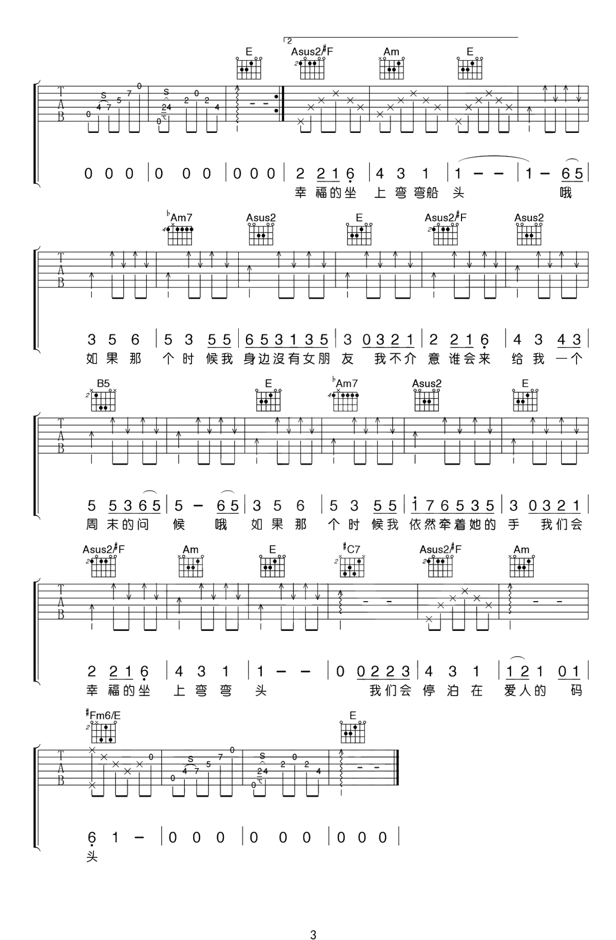 农夫渔夫吉他谱-小猛/大乔小乔-吉他弹唱+3