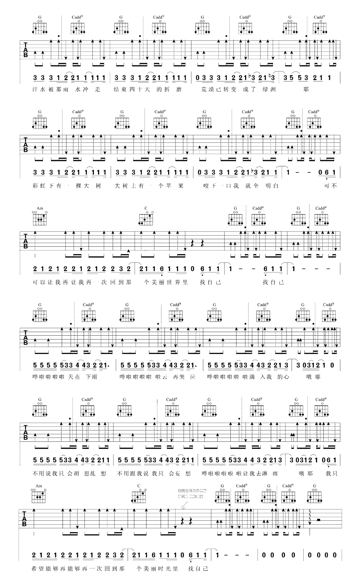 找自己吉他谱 陶喆 G调-吉他弹唱2