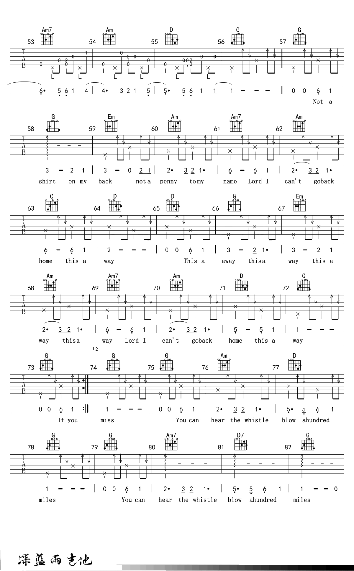 500miles吉他谱-醉乡民谣-吉他讲解3