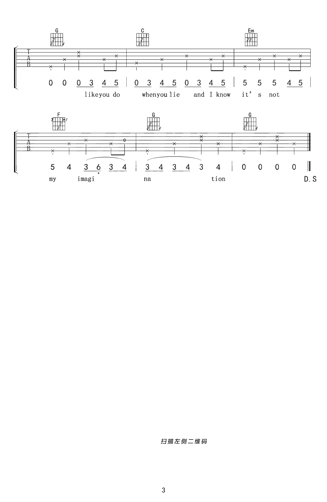 loving strangers吉他谱-中国好声音谭秋娟-吉他3