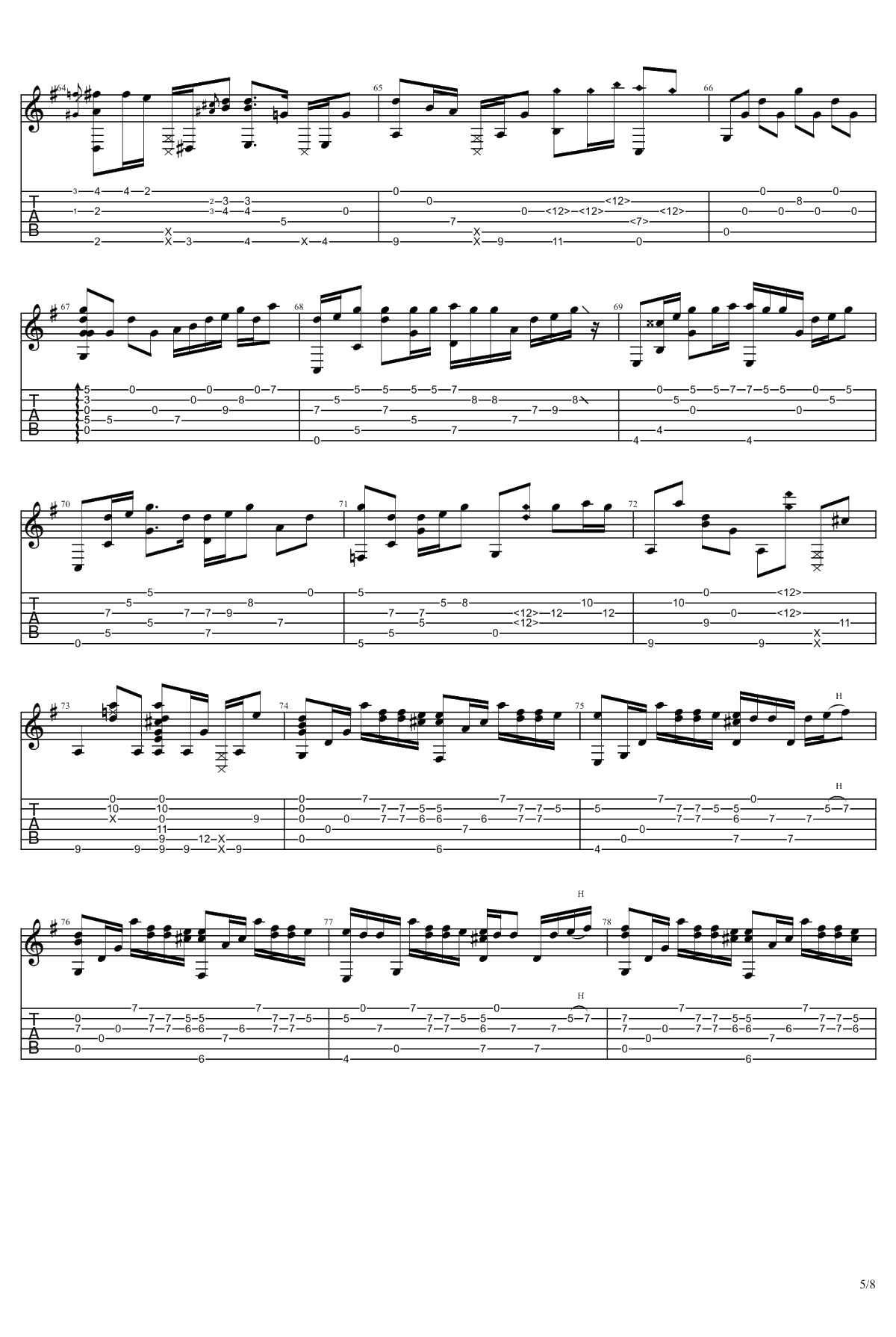 没什么大不了指弹谱 吉他独奏谱 你的名字片尾曲5