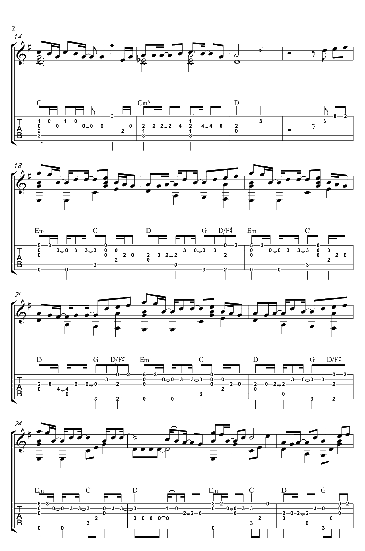 追光者吉他指弹谱-《夏至未至》插曲-指弹吉他2