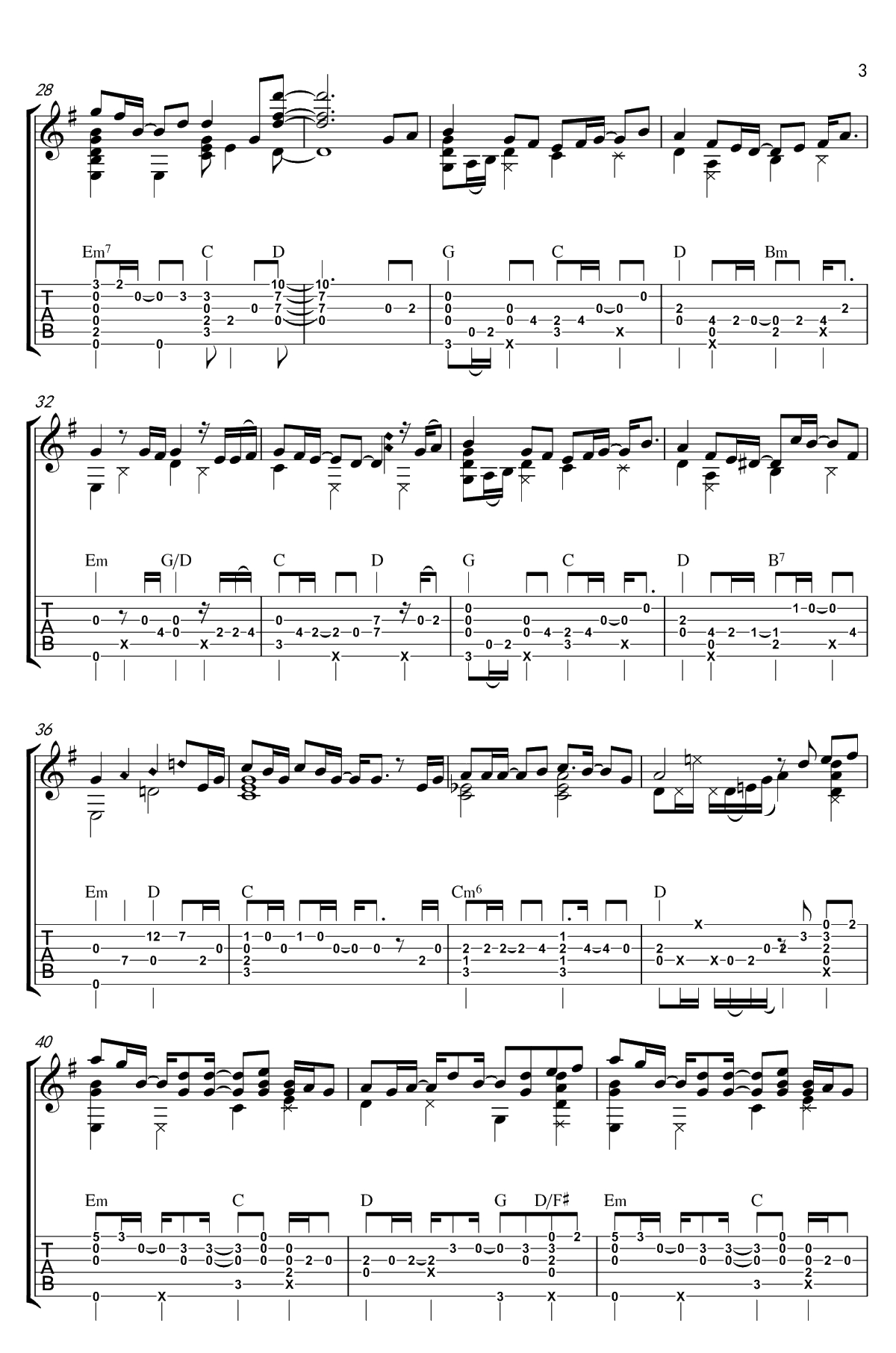 追光者吉他指弹谱-《夏至未至》插曲-指弹吉他3