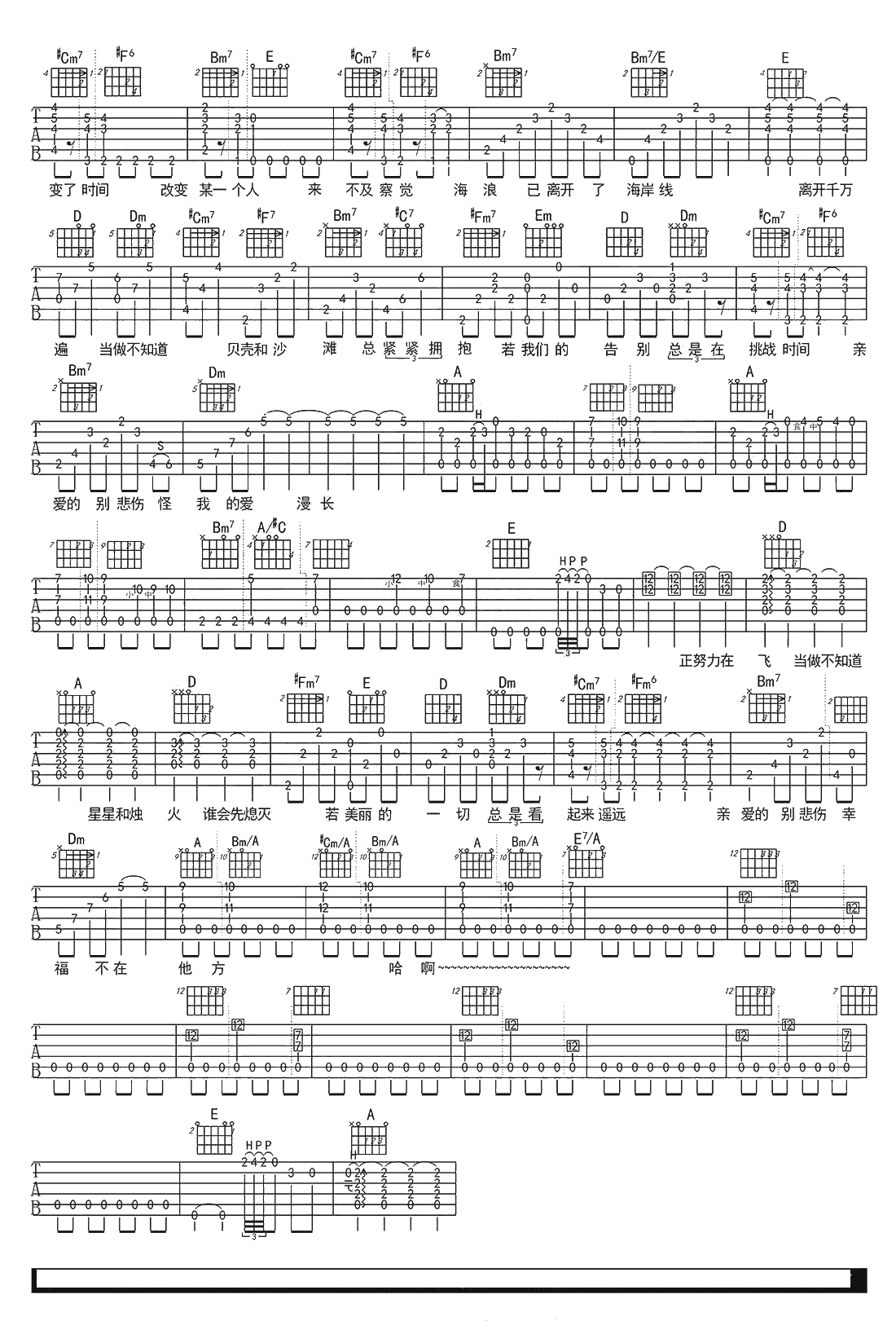 偶然与巧合吉他谱-陈绮贞-吉他-原版弹唱谱2