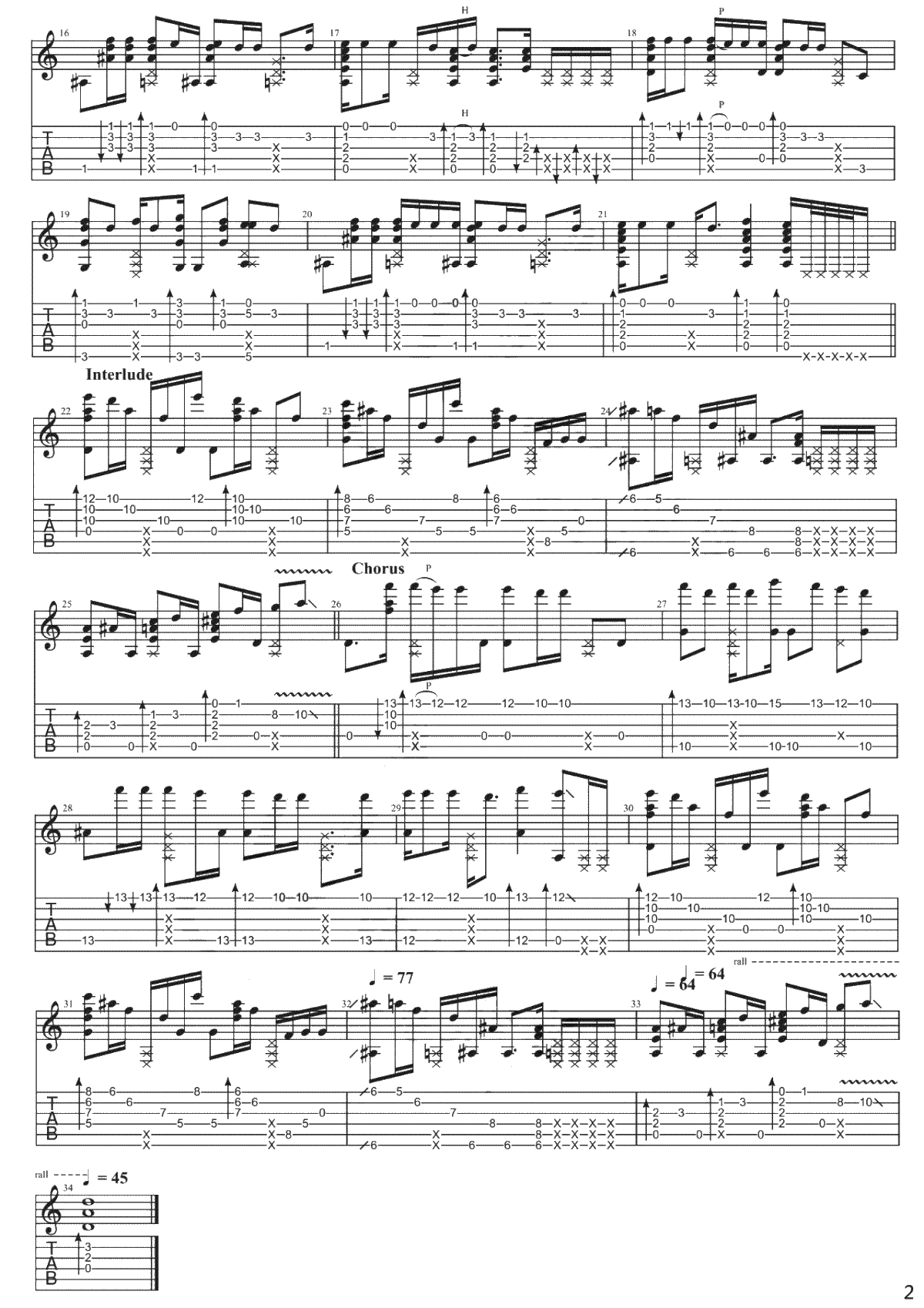 Careless whisper指弹谱-无心快语吉他独奏谱-2