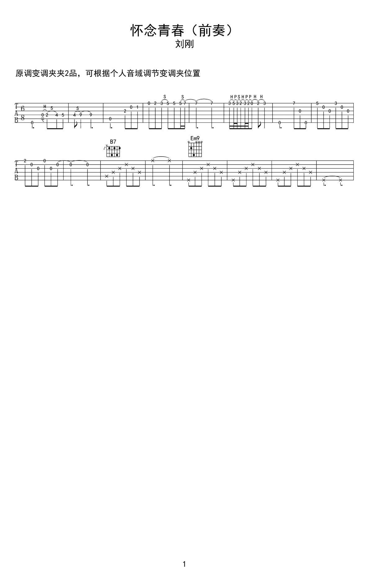 怀念青春吉他谱-旭日阳刚-G调指法-吉他弹唱4