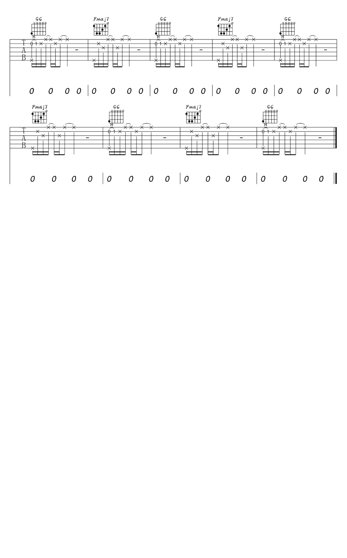 安河桥吉他谱-宋冬野-C调指法编配-吉他4