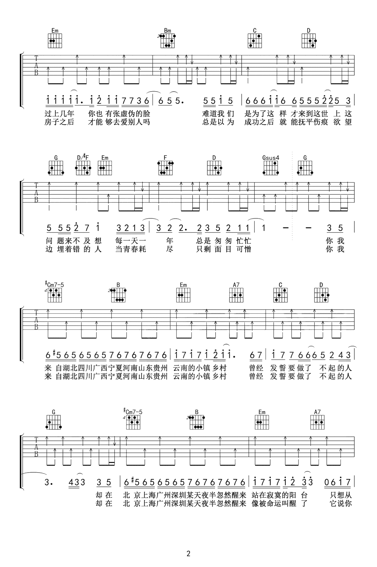 你曾是少年吉他谱-扫弦版-吉他弹唱-《少年班》主题曲2