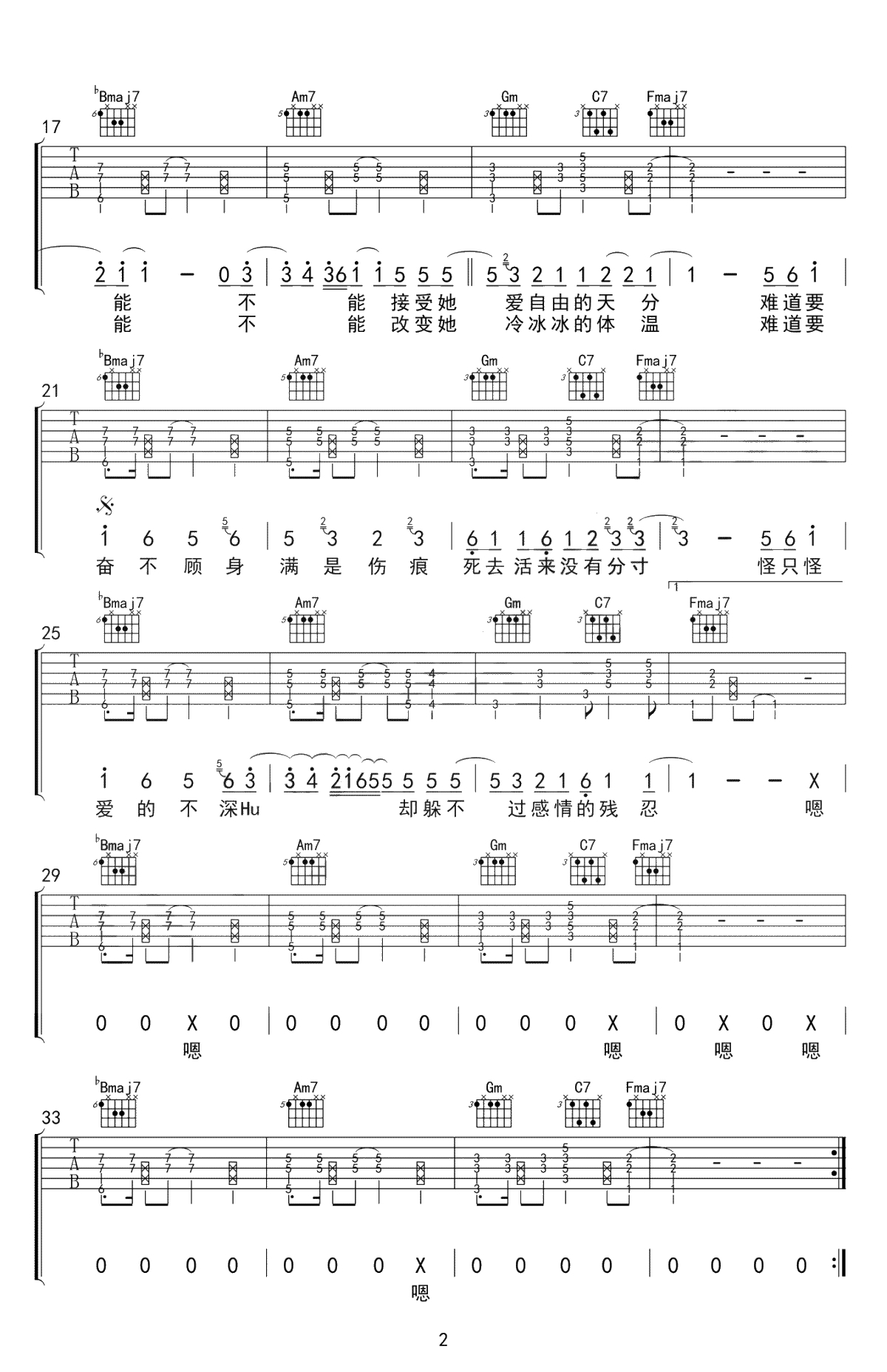 这个人吉他谱-廖俊涛-高清弹唱谱-2