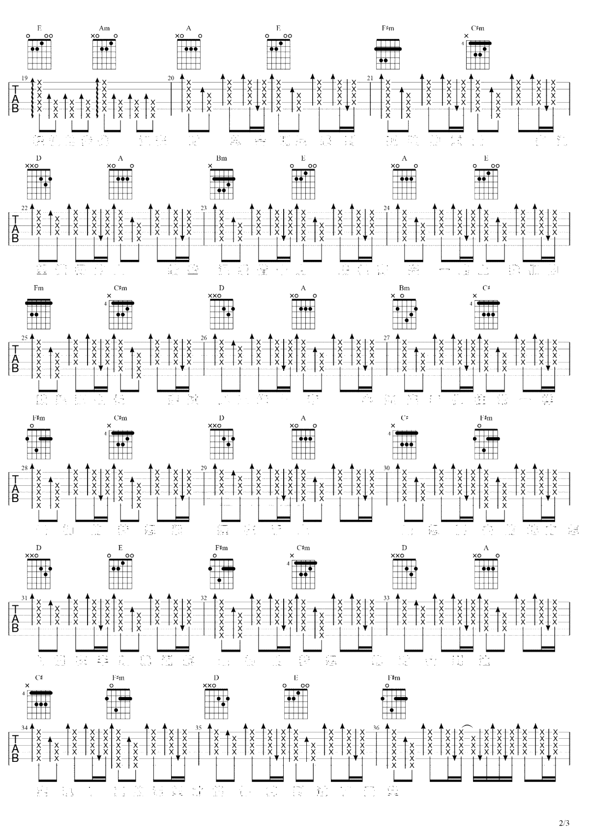 最初的梦想吉他谱 C转A调 范玮琪 吉他弹唱2
