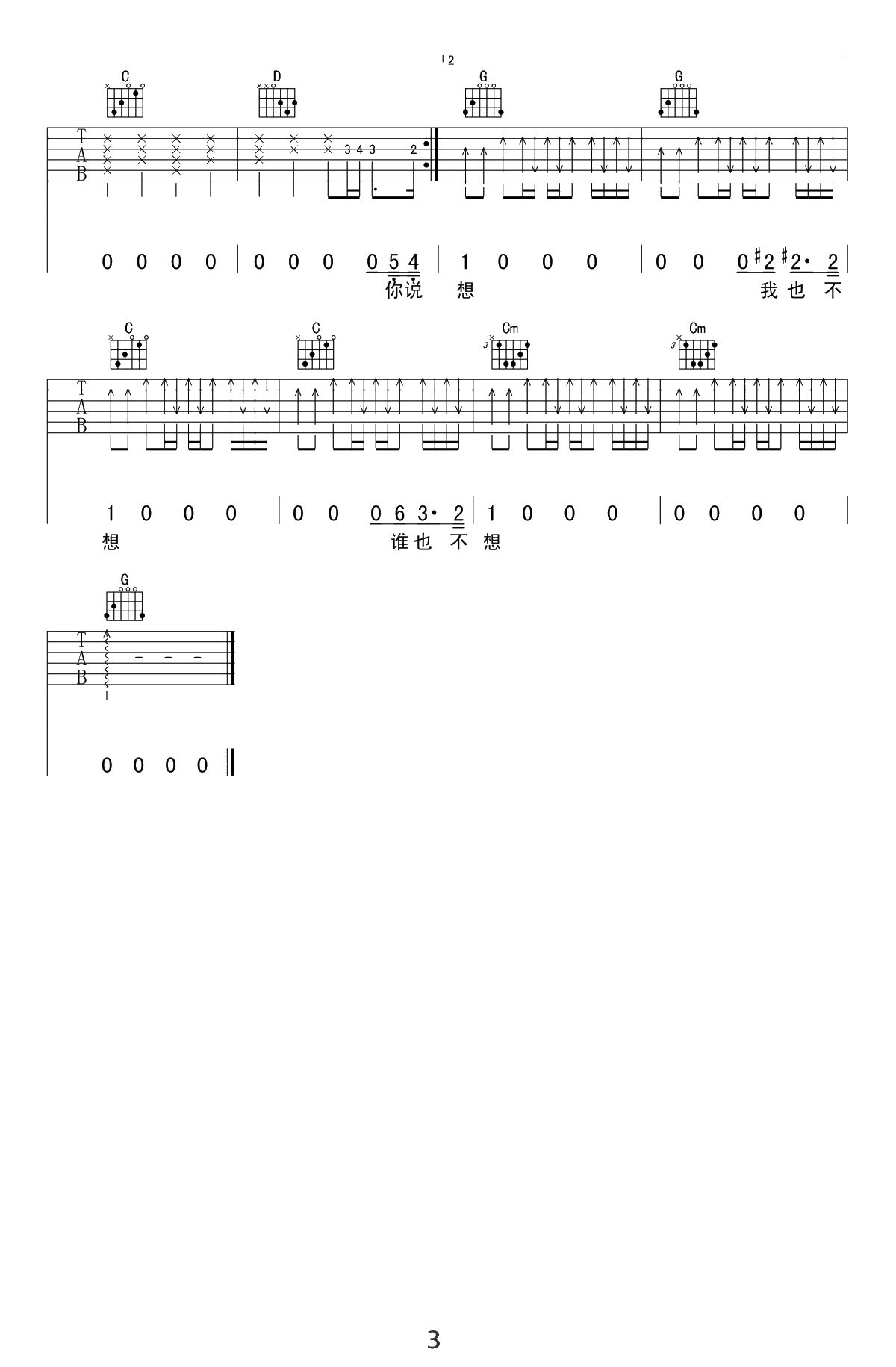 戒烟吉他谱-李荣浩-G调六线谱-高清弹唱谱3