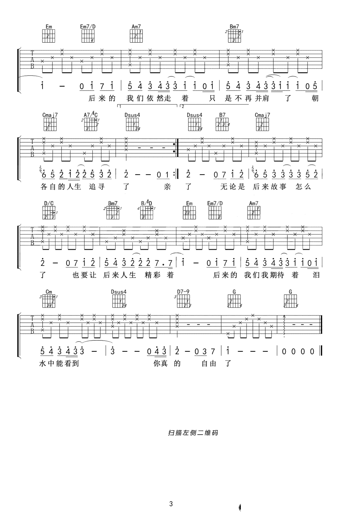 后来的我们吉他谱-眼泪未干版-五月天-吉他3