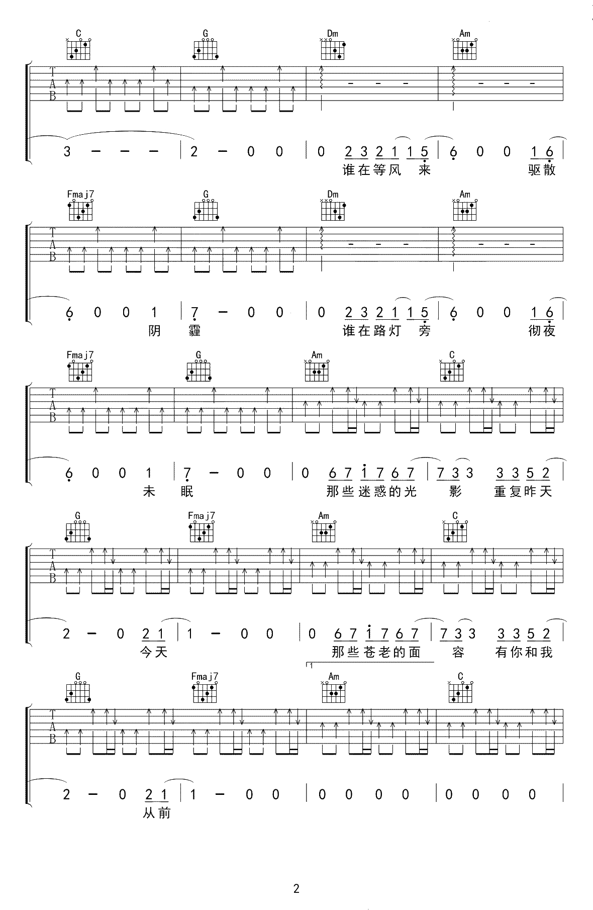 遇见相似的灵魂吉他谱-代鑫陈鸿宇-G调弹唱谱2