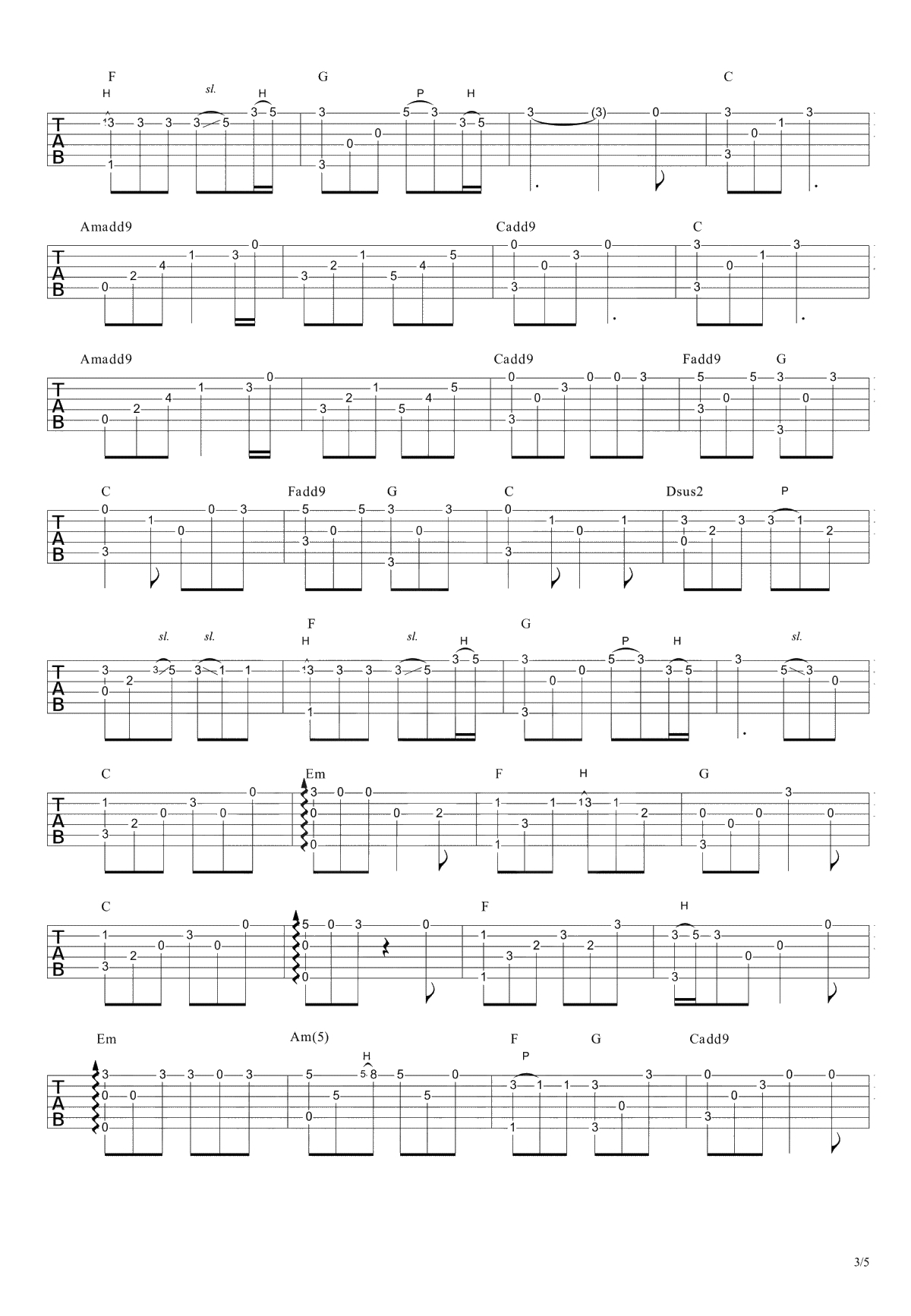成都指弹谱-赵雷《成都》吉他独奏谱-吉他3