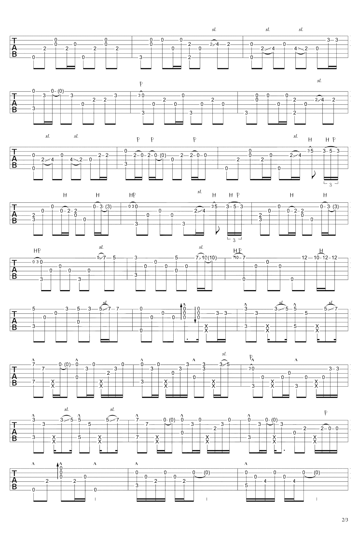 安和桥指弹谱-宋冬野《安河桥》吉他独奏谱-指弹2