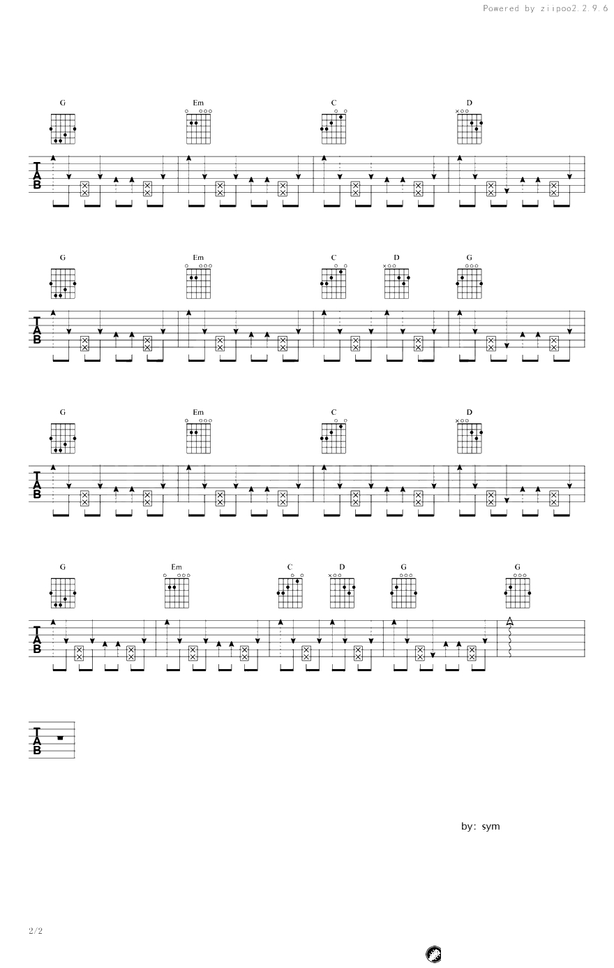 我乐意吉他谱-许嵩-C调六线谱-吉他弹唱谱2