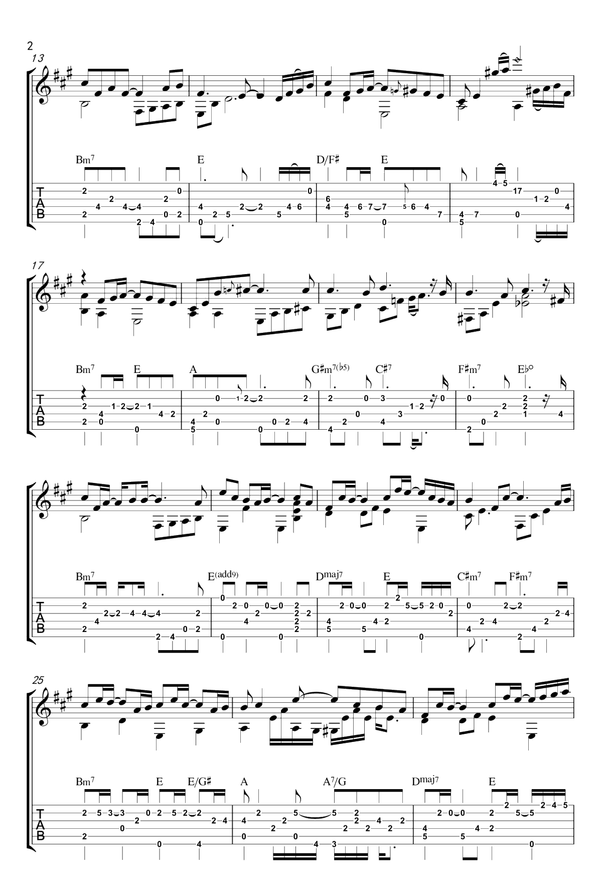 想自由指弹吉他谱-林宥嘉-罗翔编配-高清2