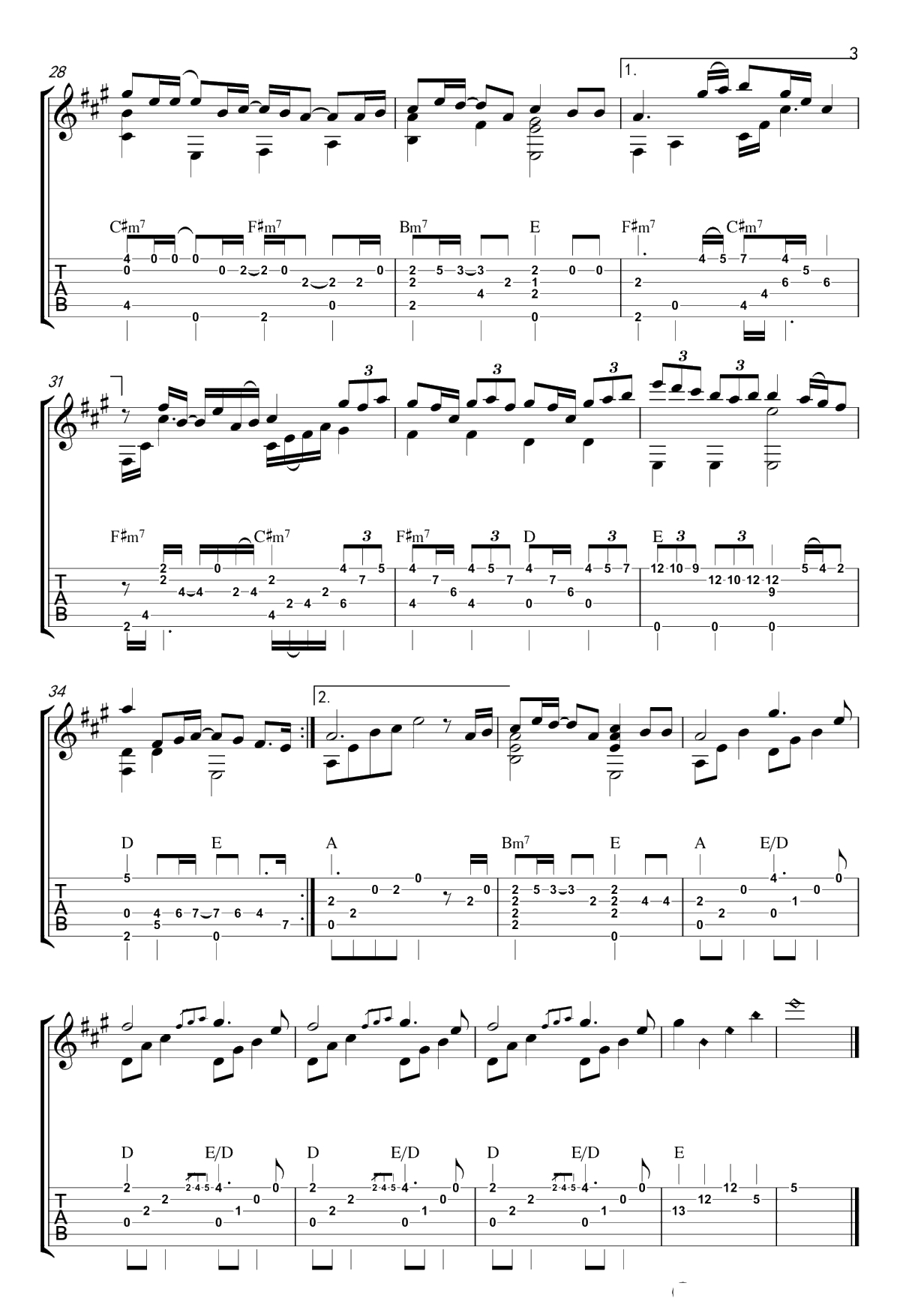 想自由指弹吉他谱-林宥嘉-罗翔编配-高清3