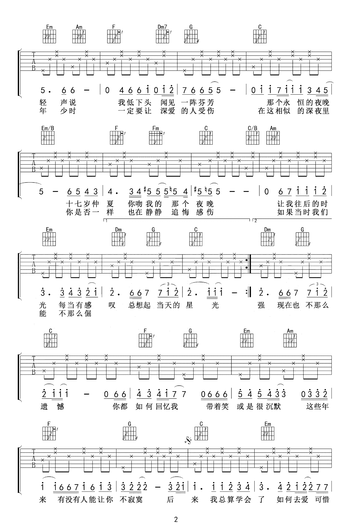 后来吉他谱-刘若英《后来的我们》片尾曲-吉他弹唱2