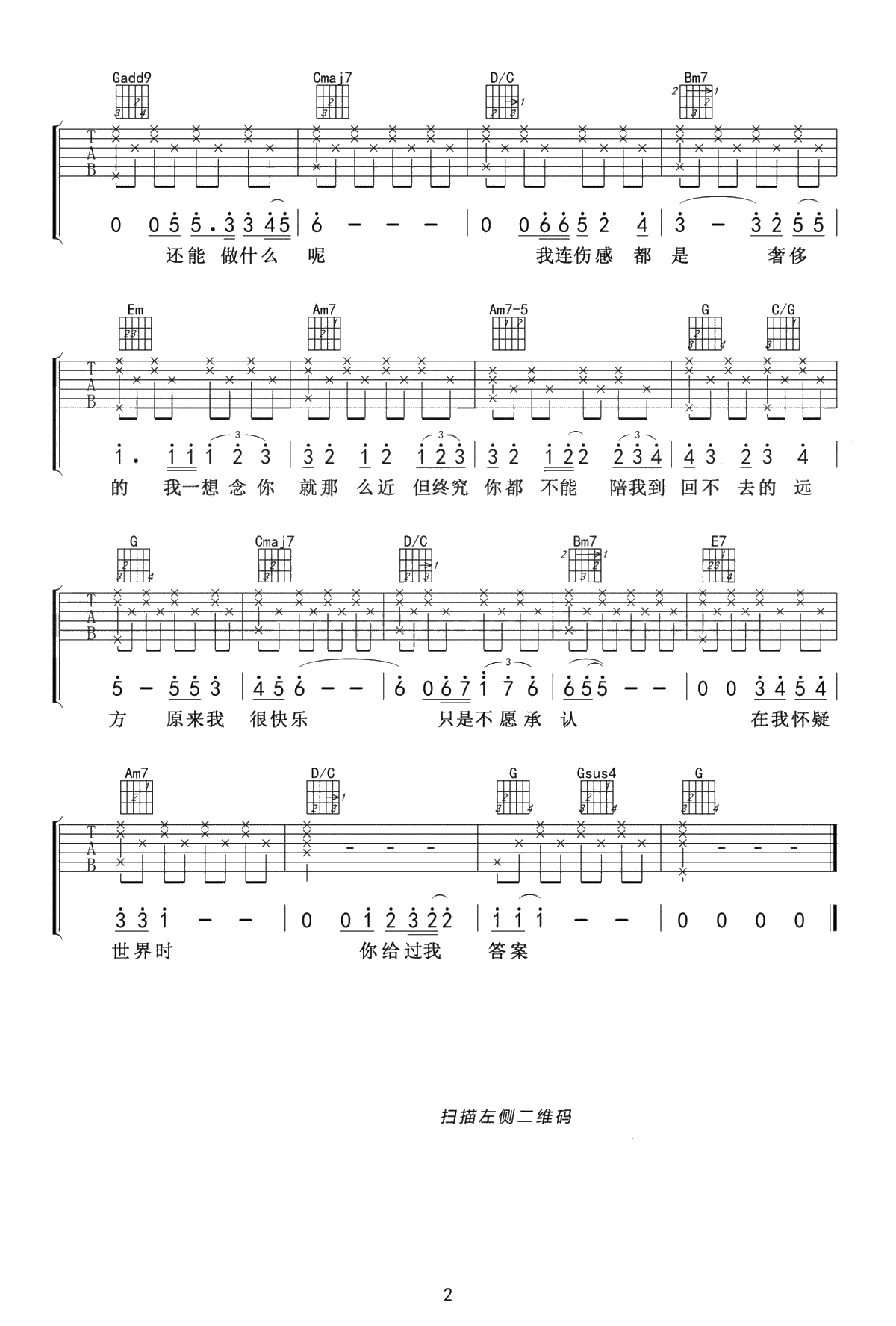 我们吉他谱-陈奕迅《后来的我们》主题曲-原版扒谱-弹唱2