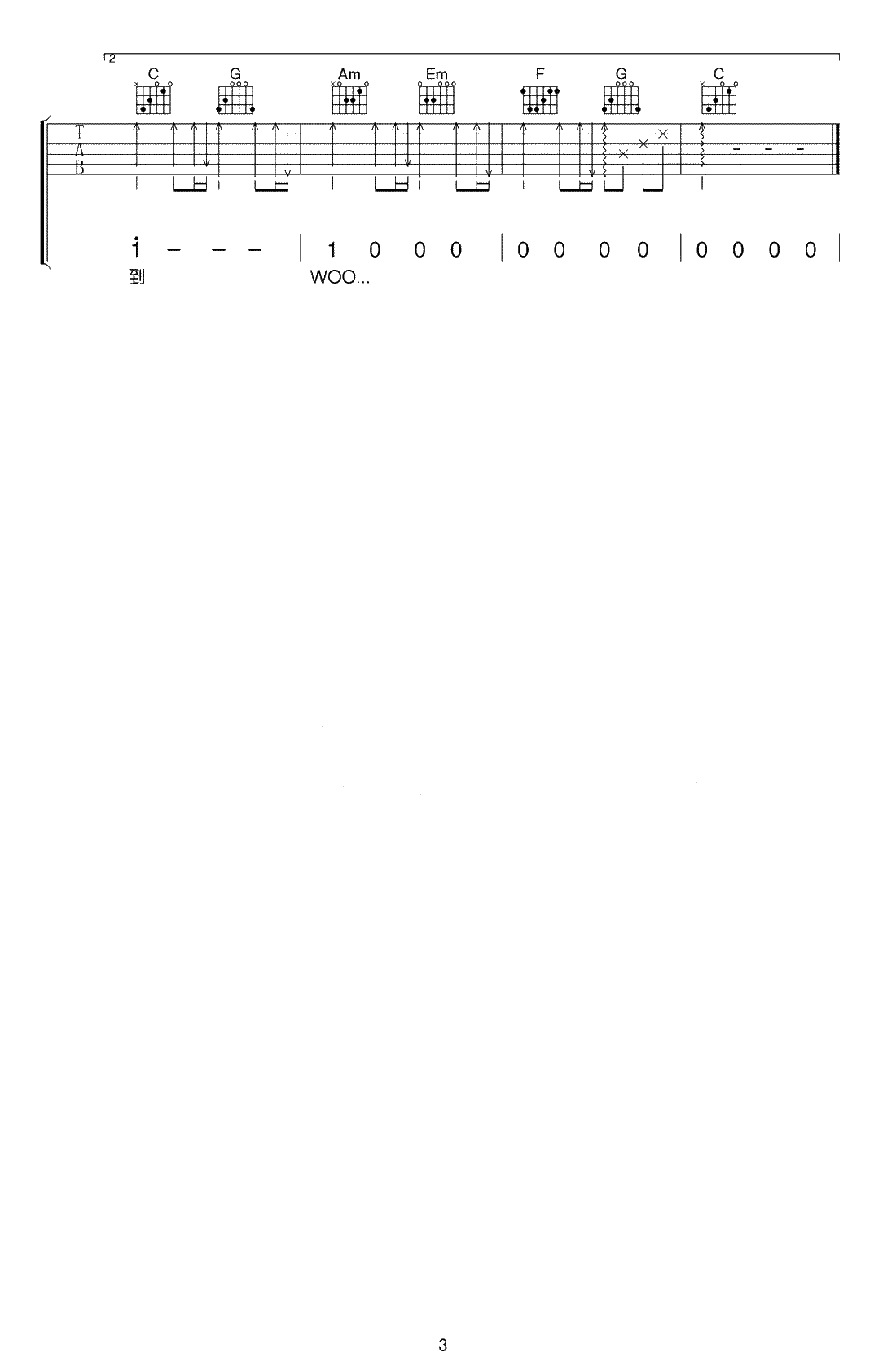 光辉岁月吉他谱-C调弹唱谱-Beyond《光辉岁月》吉他3